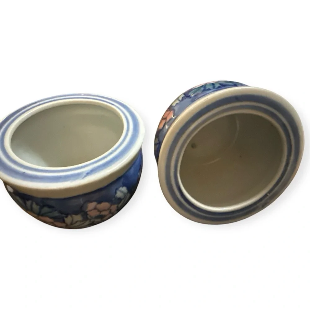 Vintage Antique Handcrafted Blue & Pink‎ Glazed Porcelain Tea Cup Set